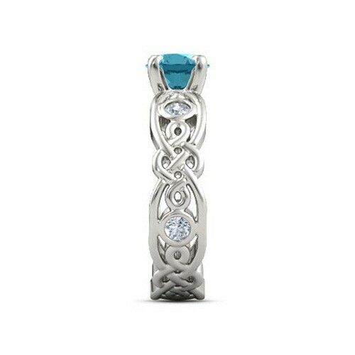 1/2 Ct Round Cut Blue Topaz & Diamond Disney Princess Merida Engagement Ring - atjewels.in