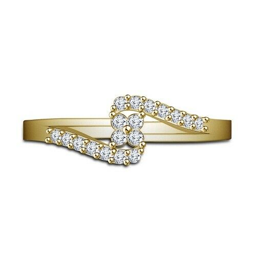0.75 Ct Round Cut Diamond 14k Yellow Gold Over Engagement Wedding Bypass Ring - atjewels.in