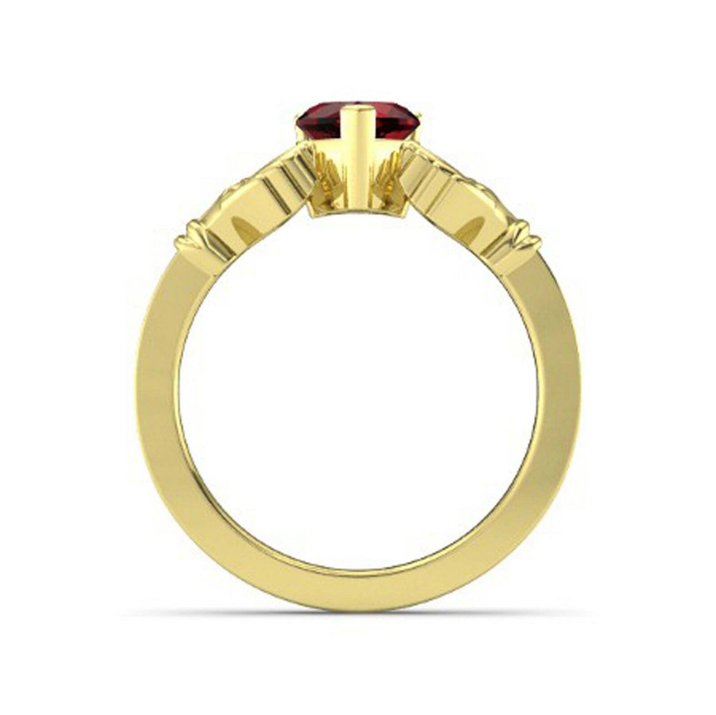 14k Yellow Gold Over 1 Ct Heart Cut Red Garnet Claddagh Engagement Women's Ring - atjewels.in