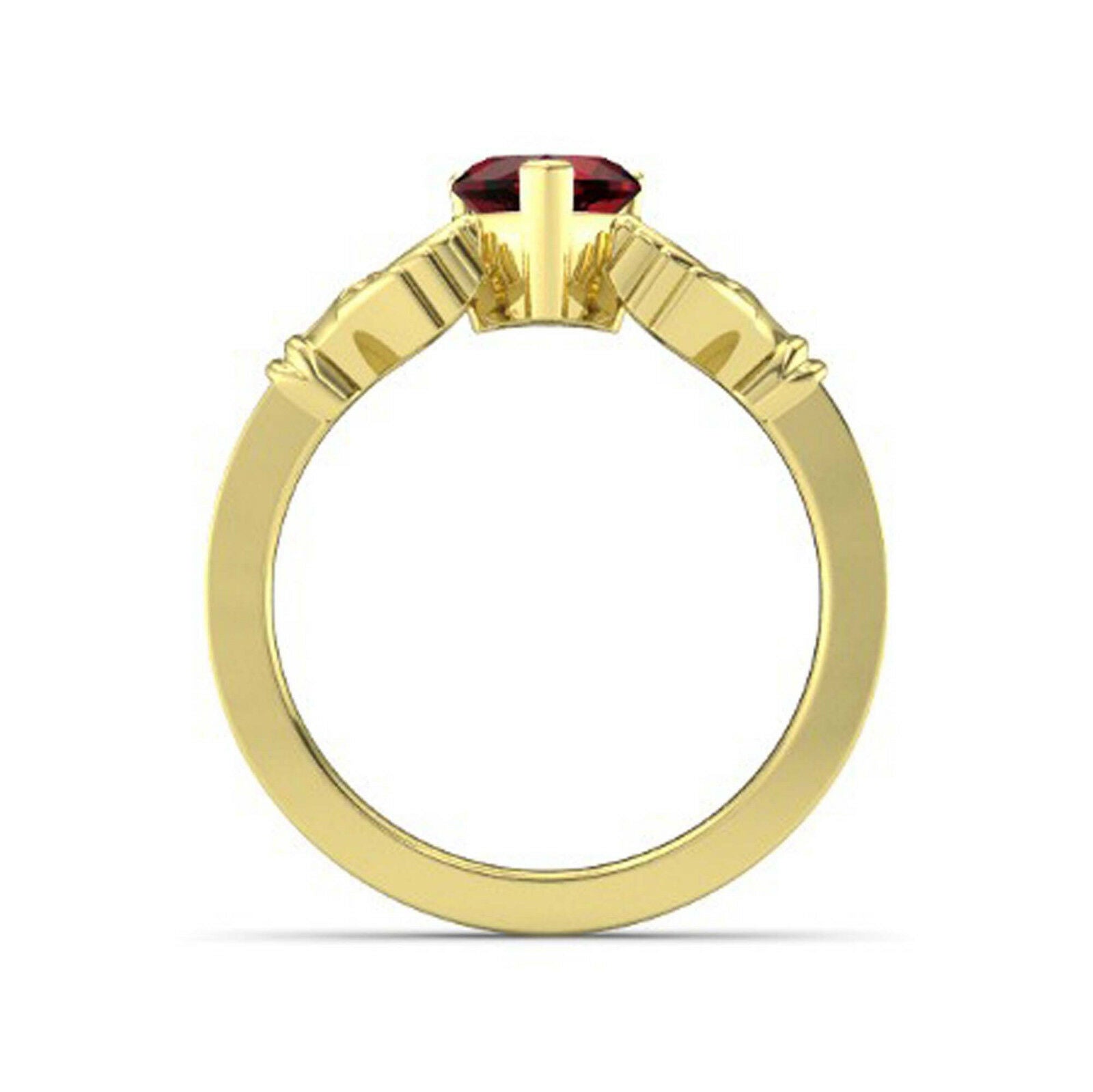 14k Yellow Gold Over 1 Ct Heart Cut Red Garnet Claddagh Engagement Women's Ring - atjewels.in