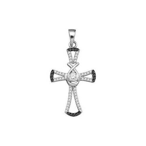 14k Black White Gold Over Round Cut Black & White Diamond Lovely Cross Pendant - atjewels.in