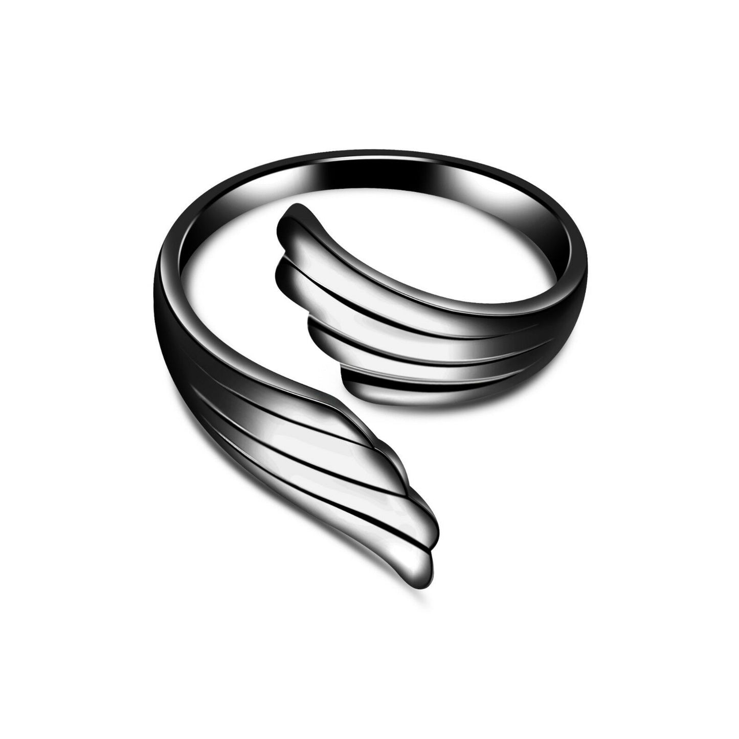 14k Full Black Gold Over Bypass Angel Wing Adjustable Midi Women's Toe Ring - atjewels.in