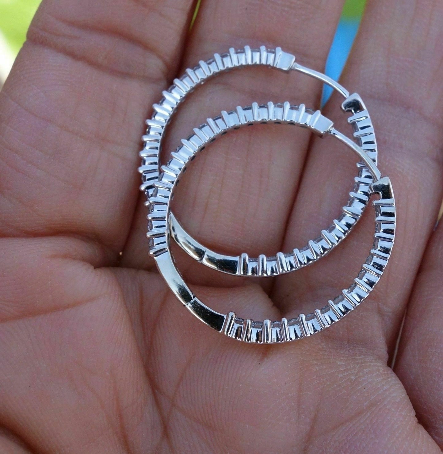 2 CT Round Cut Moissanite 14k White Gold Over Inside Out Diamond Hoop Earrings - atjewels.in