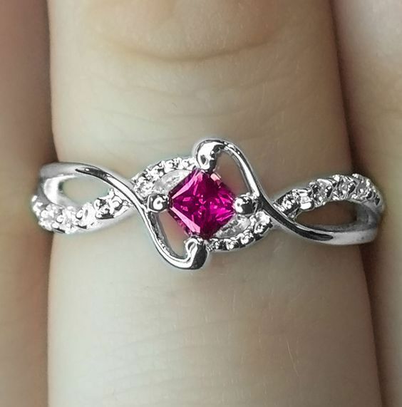 1/2 Ct Princess Cut Sapphire 14k White Gold Over Diamond Promise Engagement Ring - atjewels.in
