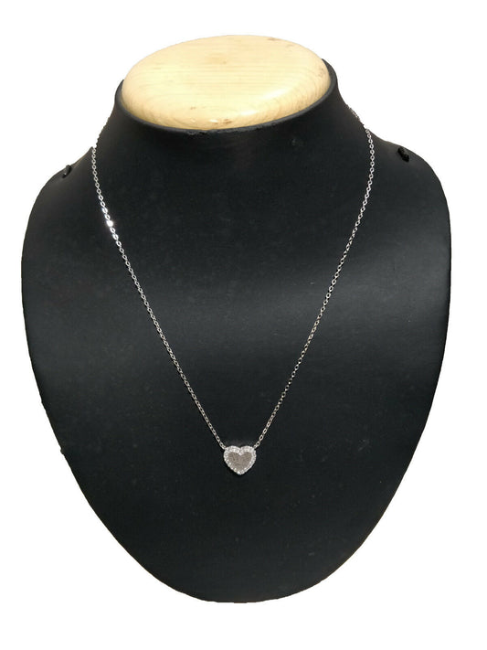 0.20 CT Round Cut Diamond 14k White Gold Over Heart Pendant 16" W/Chain Necklace - atjewels.in