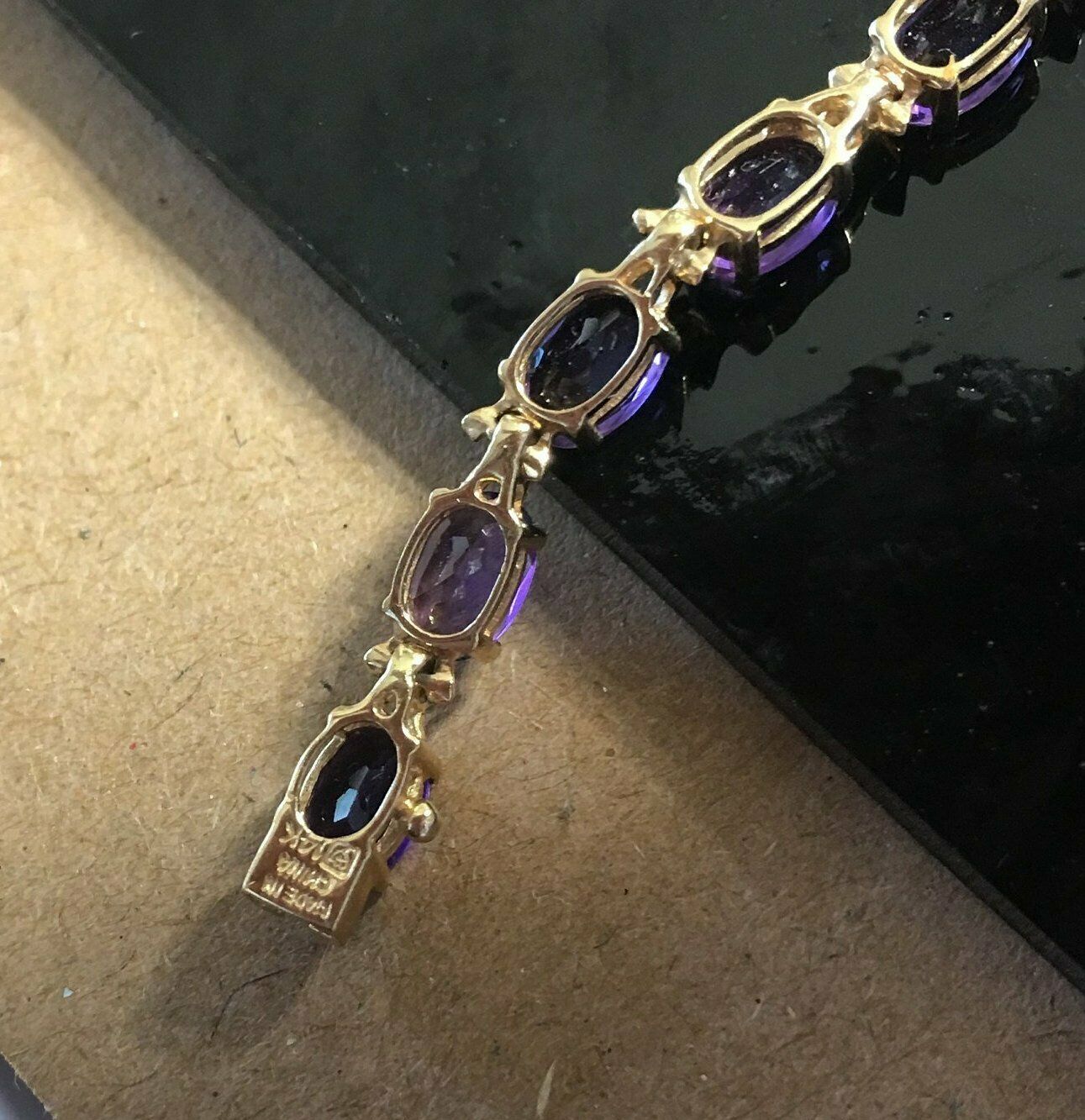 12 CT Oval Cut Amethyst 14k Yellow Gold Over Wedding Women's Link 8" Bracelet - atjewels.in