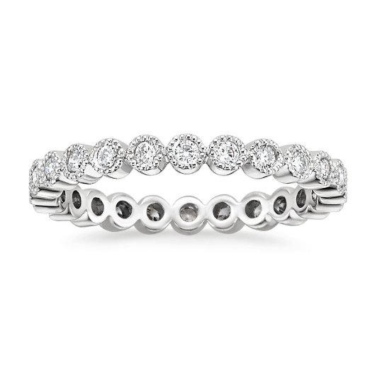 1.50 CT Brillaint Cut Diamond 14k White Gold Over Eternity Engagement Band Ring - atjewels.in