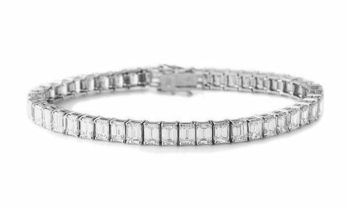 10 CT Baguette Cut Diamond 14k Solid White Gold Over Tennis 7" Unisex Bracelet - atjewels.in
