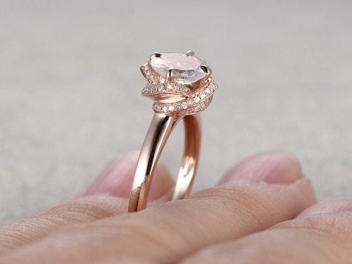 1.20 CT Round Cut Morganite Engagement Diamond Wedding Ring 14k Rose Gold Over - atjewels.in