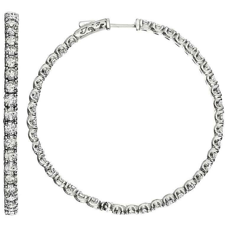 14k White Gold Over 2 CT Round Cut Diamond Large Hoop Wedding Women's Earrings - atjewels.in