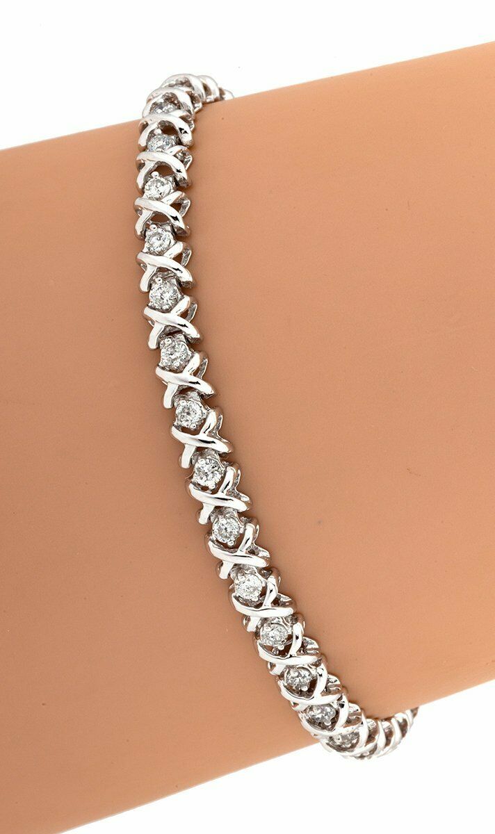 8 CT Round Cut Diamond Wedding X Link Tennis 7" Bracelet 14k White Gold Over - atjewels.in