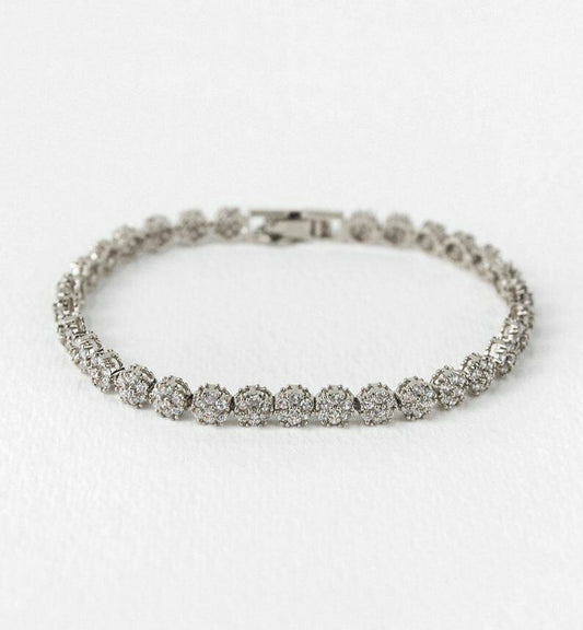 5 CT Round Cut Diamond 14K White Gold Over 7'' Tennis Floral Wedding Bracelet - atjewels.in