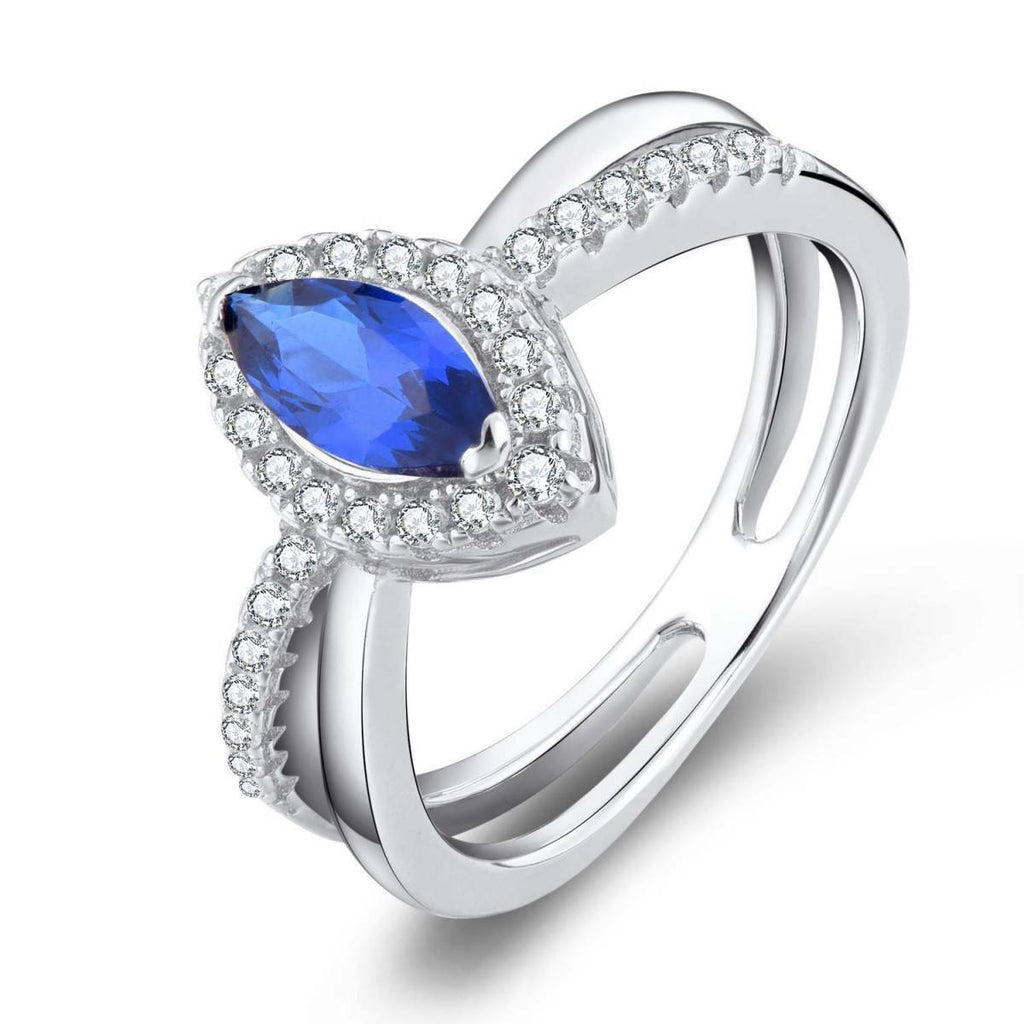 1 Ct Marquise Cut Sapphire 14k White Gold Over Diamond Solitaire Engagement Ring - atjewels.in