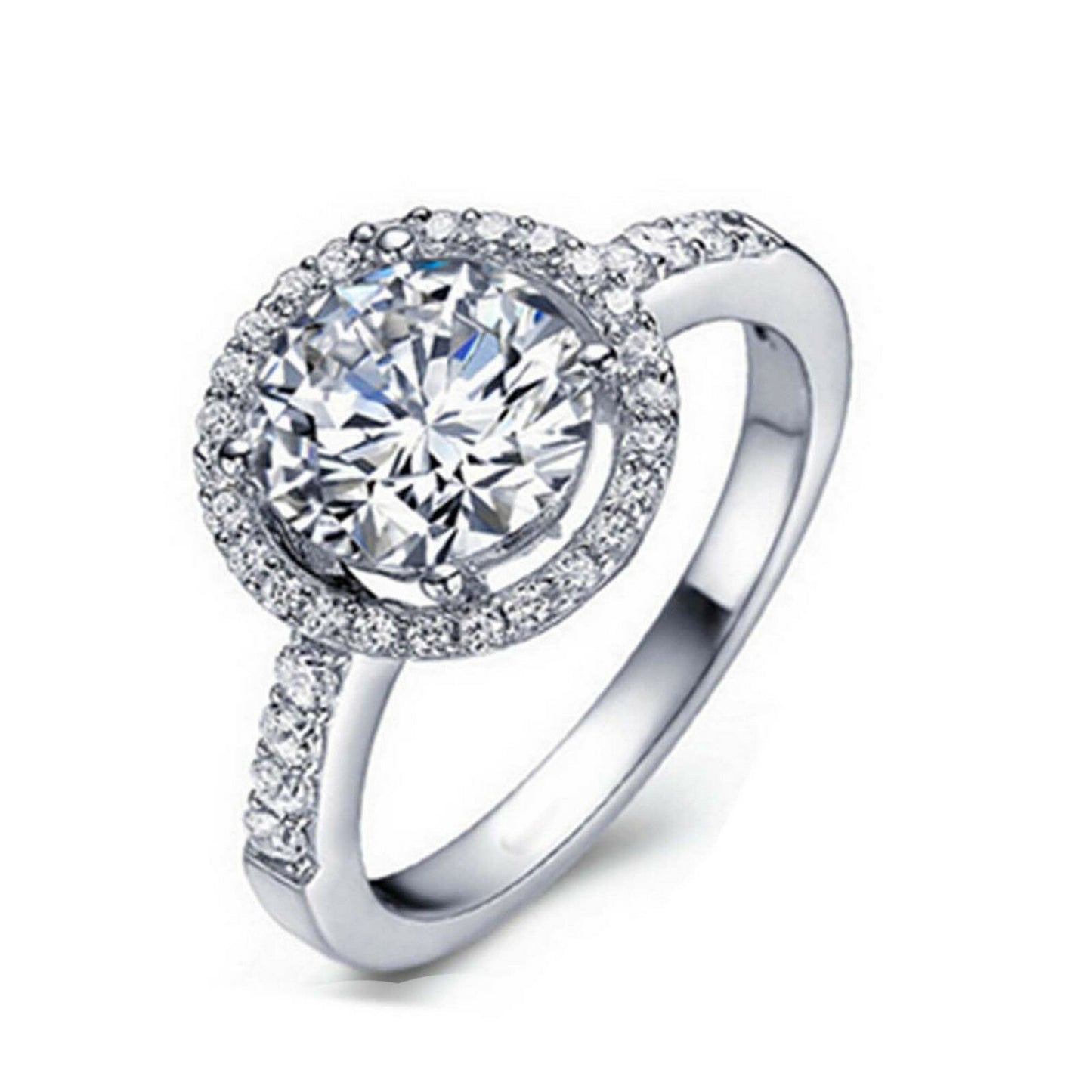 Round Cut Diamond 14k White Gold Over Women's Engagement Wedding Jewelry Set - atjewels.in