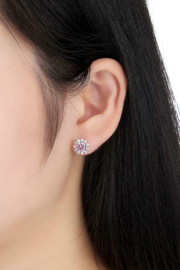 14k Rose Gold Over Round Cut Diamond Crystal Stud Solitaire Engagement Earrings - atjewels.in