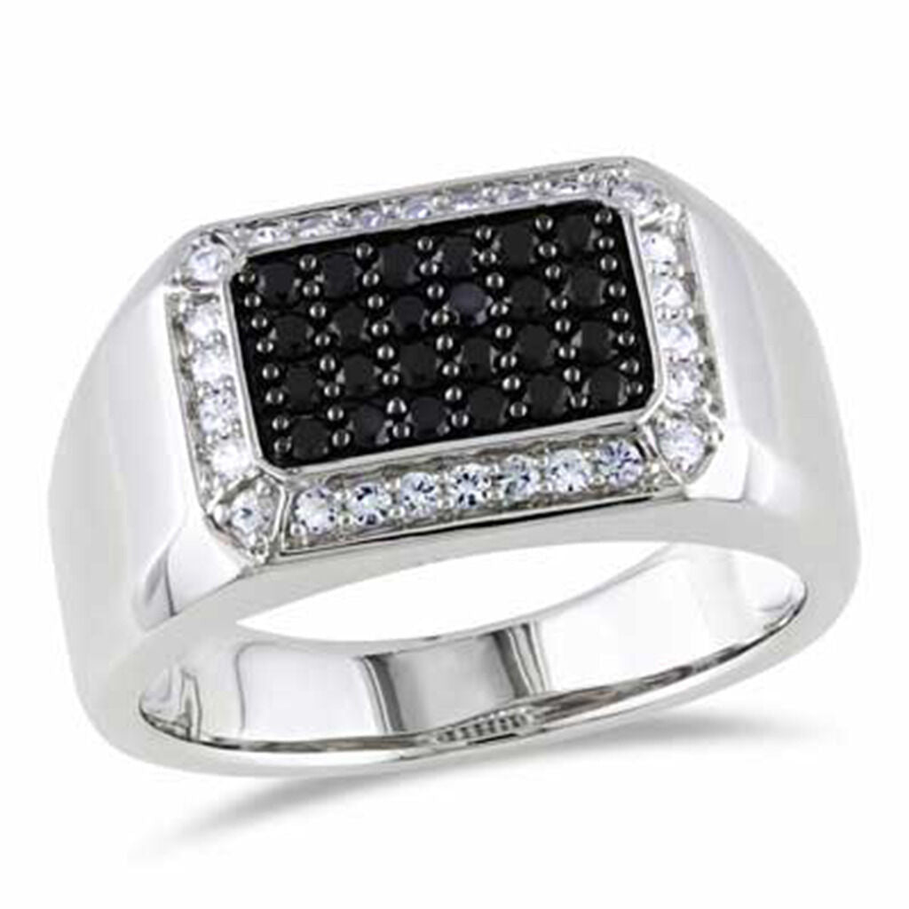 Round Cut Black Diamond 14k Two Tone Gold Over Men's Engagement Wedding Ring - atjewels.in