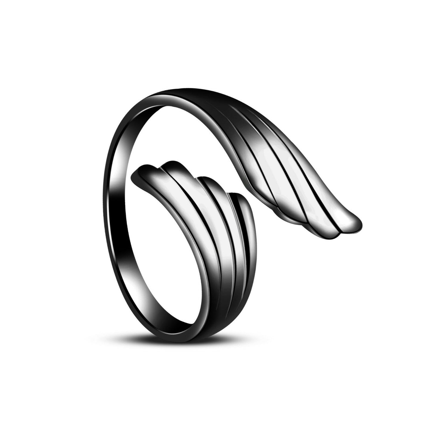 14k Full Black Gold Over Bypass Angel Wing Adjustable Midi Women's Toe Ring - atjewels.in