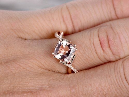 14k Rose Gold Over 2.4 Ct Cushion Cut Morganite Infinity Diamond Engagement Ring - atjewels.in