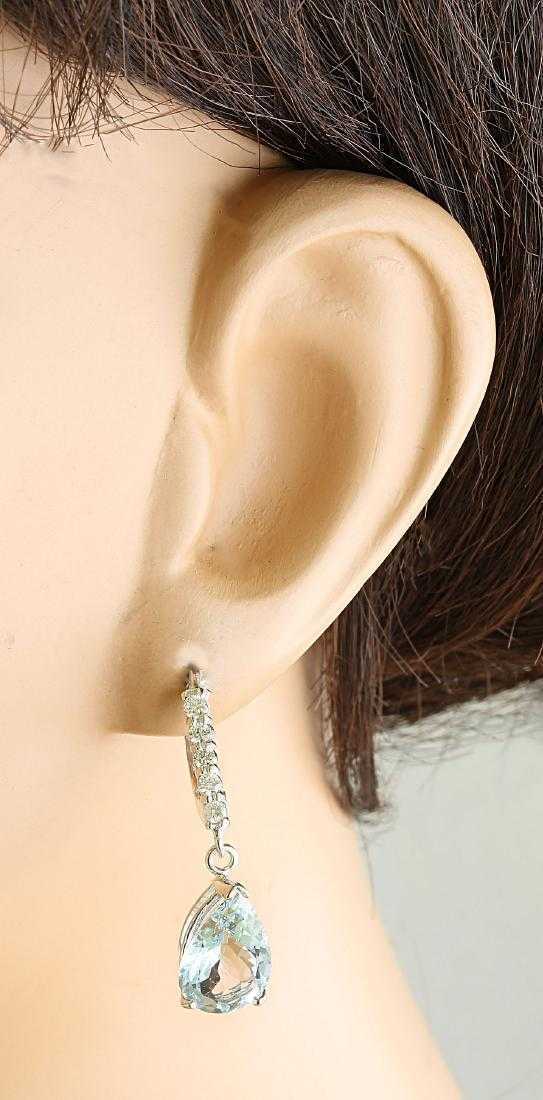 2 CT Pear Cut Aquamairne 14k White Gold Over Tear Drop Dangle Diamond Earrings - atjewels.in
