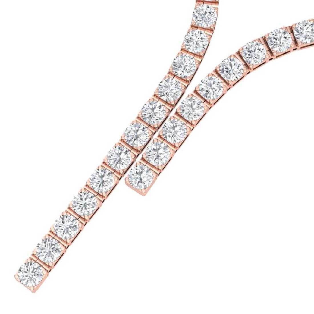 25 CT Brilliant Round Cut Diamond 14k Rose Gold Over Tassel Tennis 18" Necklace - atjewels.in