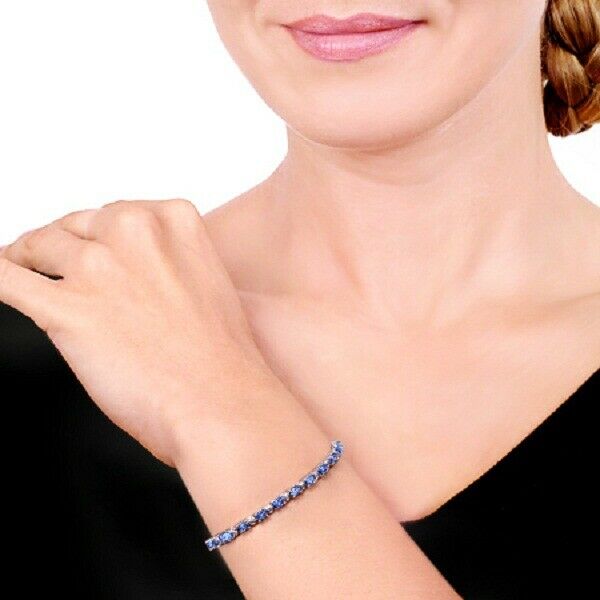 15 CT Brilliant Oval Cut Tanzanite 14k White Gold Over Womens Tennis 7" Bracelet - atjewels.in