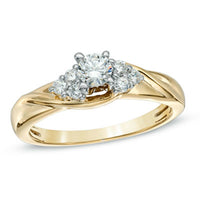 1/2Ct Round Cut Diamond Solitaire w/Accents Engagement Ring 14K Yellow Gold Over - atjewels.in