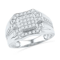 2 CT Round Cut Diamond 14k White Gold Over Engagement Wedding Cluster Mens Ring - atjewels.in