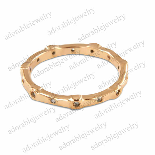 Rose Gold Over 925 Sterling Silver Round Shape White Diamond Band Ring - atjewels.in