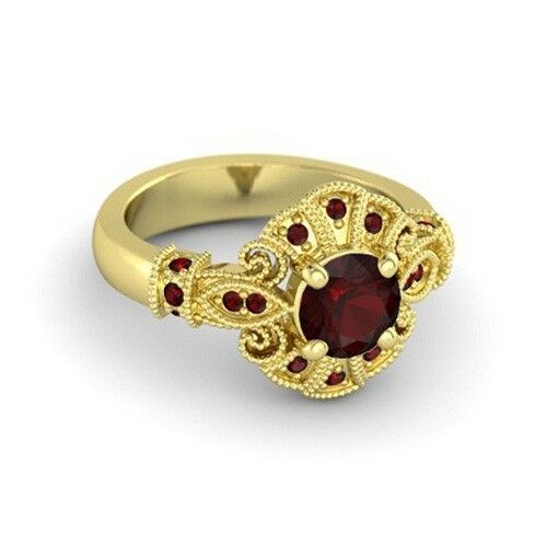 1 CT 14k Yellow Gold Over Red Garnet Disney Princess Engagement Wedding Ring - atjewels.in