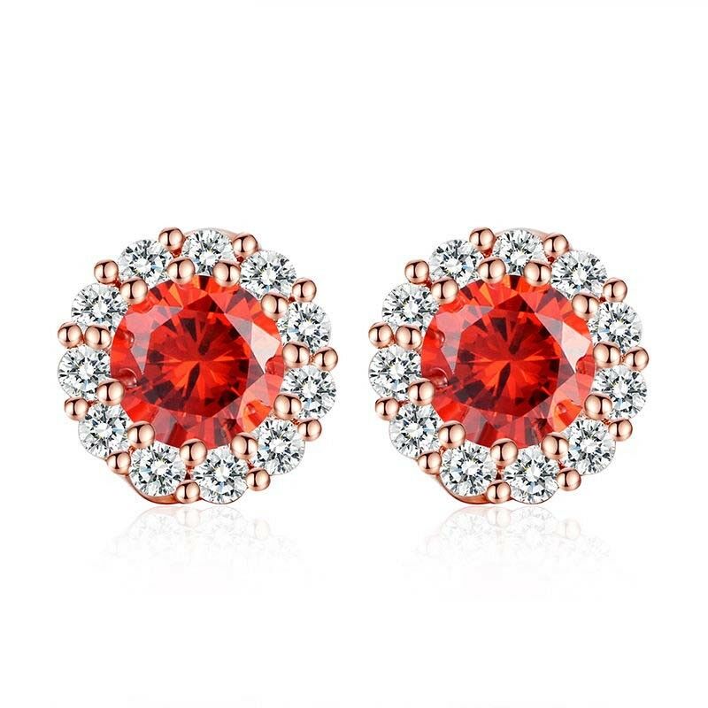 14k Rose Gold Over Round Cut Diamond Crystal Stud Solitaire Engagement Earrings - atjewels.in