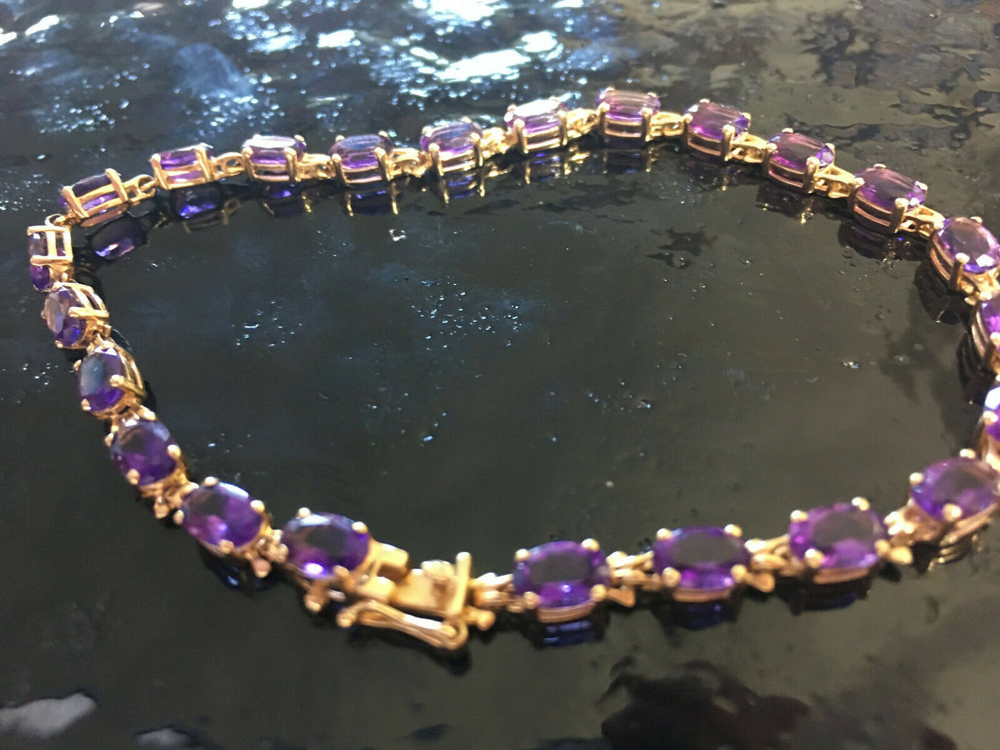 12 CT Oval Cut Amethyst 14k Yellow Gold Over Wedding Women's Link 8" Bracelet - atjewels.in