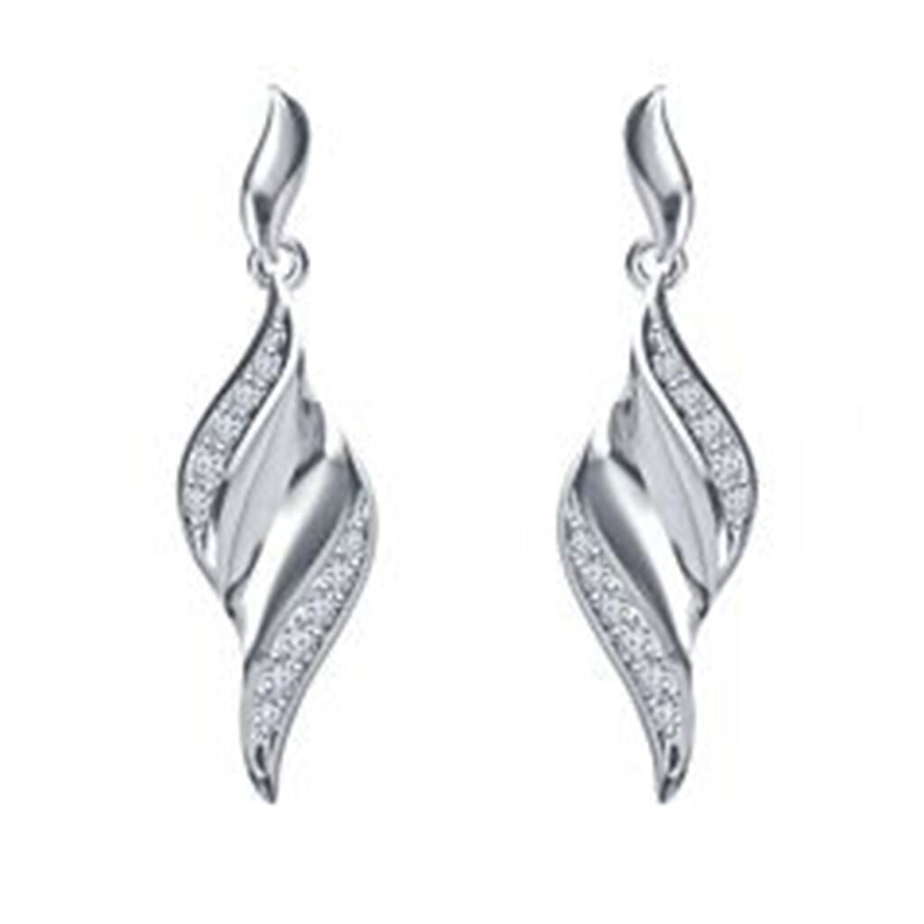 14k White Gold Over Round Cut White Diamond Fancy Dangle Earrings For Women's - atjewels.in