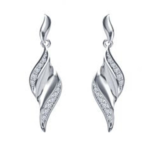 14k White Gold Over Round Cut White Diamond Fancy Dangle Earrings For Women's - atjewels.in