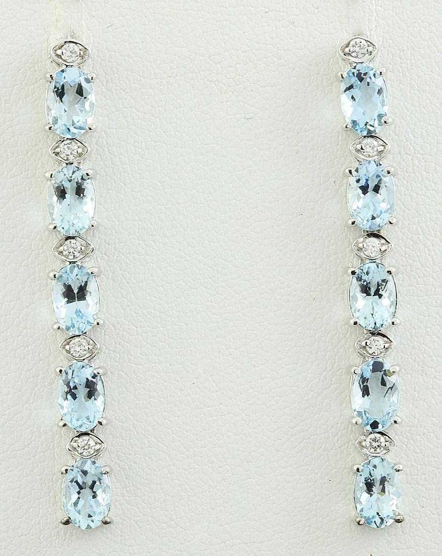 4 CT Oval Cut Aquamarine 14k White Gold Over Diamond Single Row Drop Earrings - atjewels.in