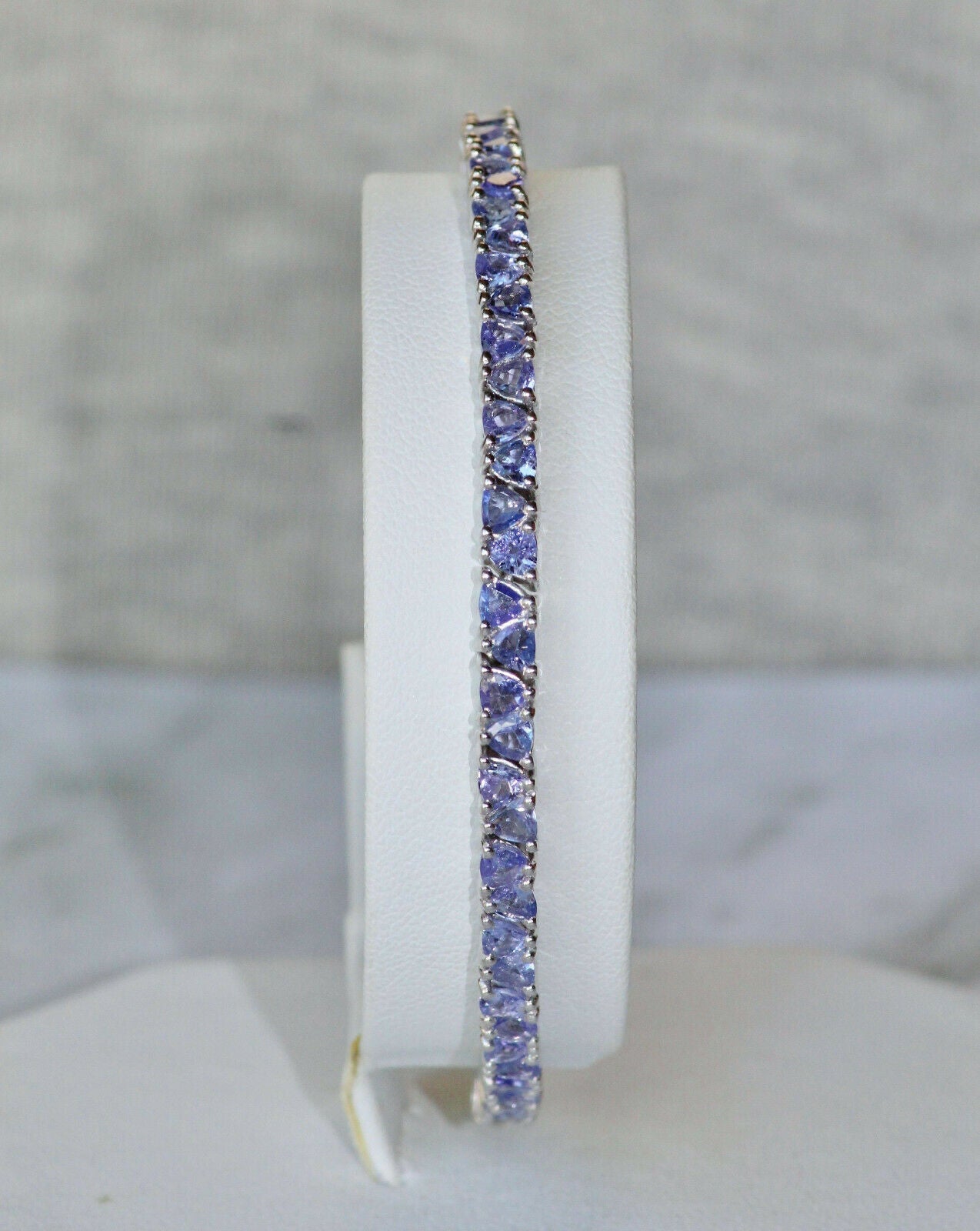 16 CT Trillion Cut Tanzanite 14k White Gold Over Tennis Link 7" Wedding Bracelet - atjewels.in