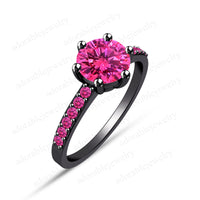 1/2 CT Round Cut Pink Sapphire Engagement Solitaire with Accents Engagement Ring - atjewels.in