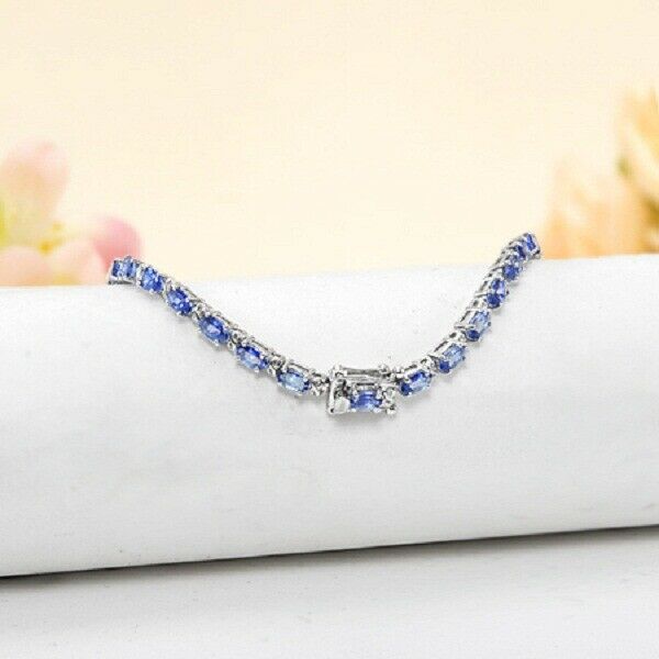 15 CT Brilliant Oval Cut Tanzanite 14k White Gold Over Womens Tennis 7" Bracelet - atjewels.in