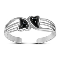 Adjustable Double Heart 14k White Gold Over Round Cut Diamond Toe Ring Women's - atjewels.in