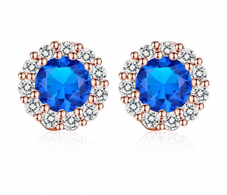 14k Rose Gold Over Round Cut Diamond Crystal Stud Solitaire Engagement Earrings - atjewels.in