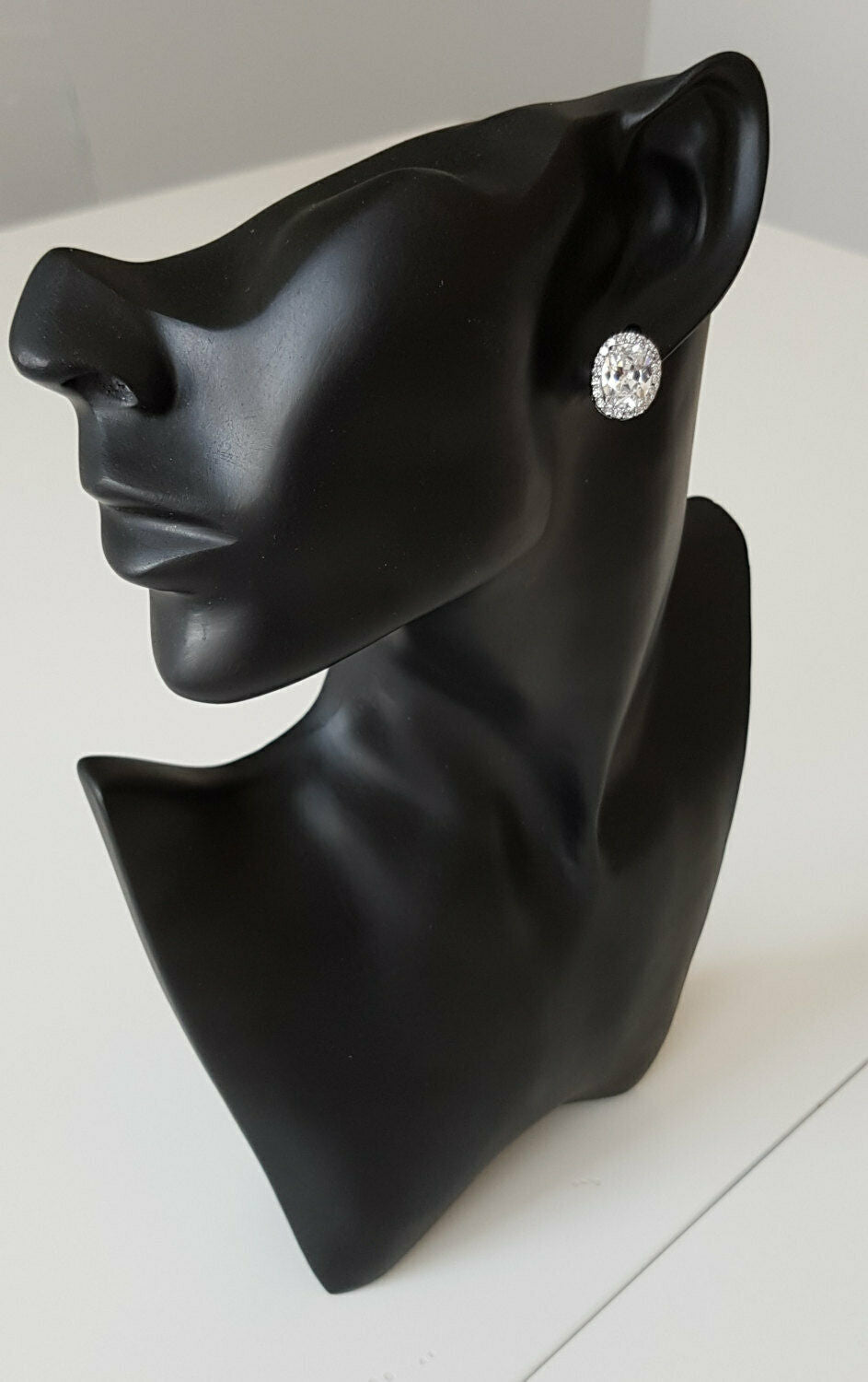 14k White Gold Over Oval Cut Diamond Halo Tennis 16" Necklace Wedding JewelrySet - atjewels.in