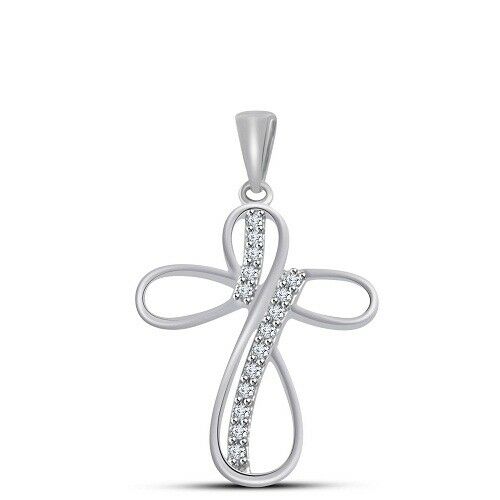 14k White Gold Finish 1/2 CT Round Cut Diamond Infinity CROSS Unisex Pendant - atjewels.in