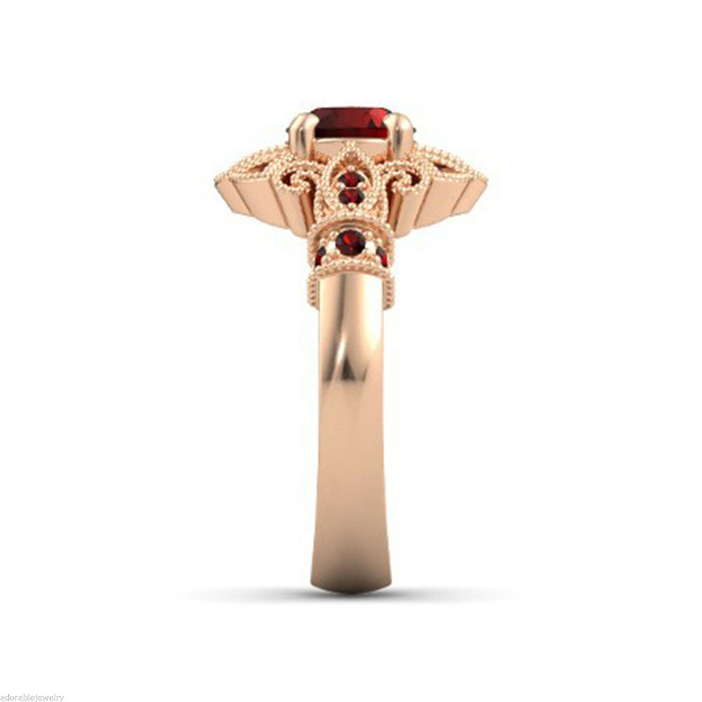 14k Rose Gold Over Round Cut Red Garnet Disney Princess Engagement Women's Ring - atjewels.in