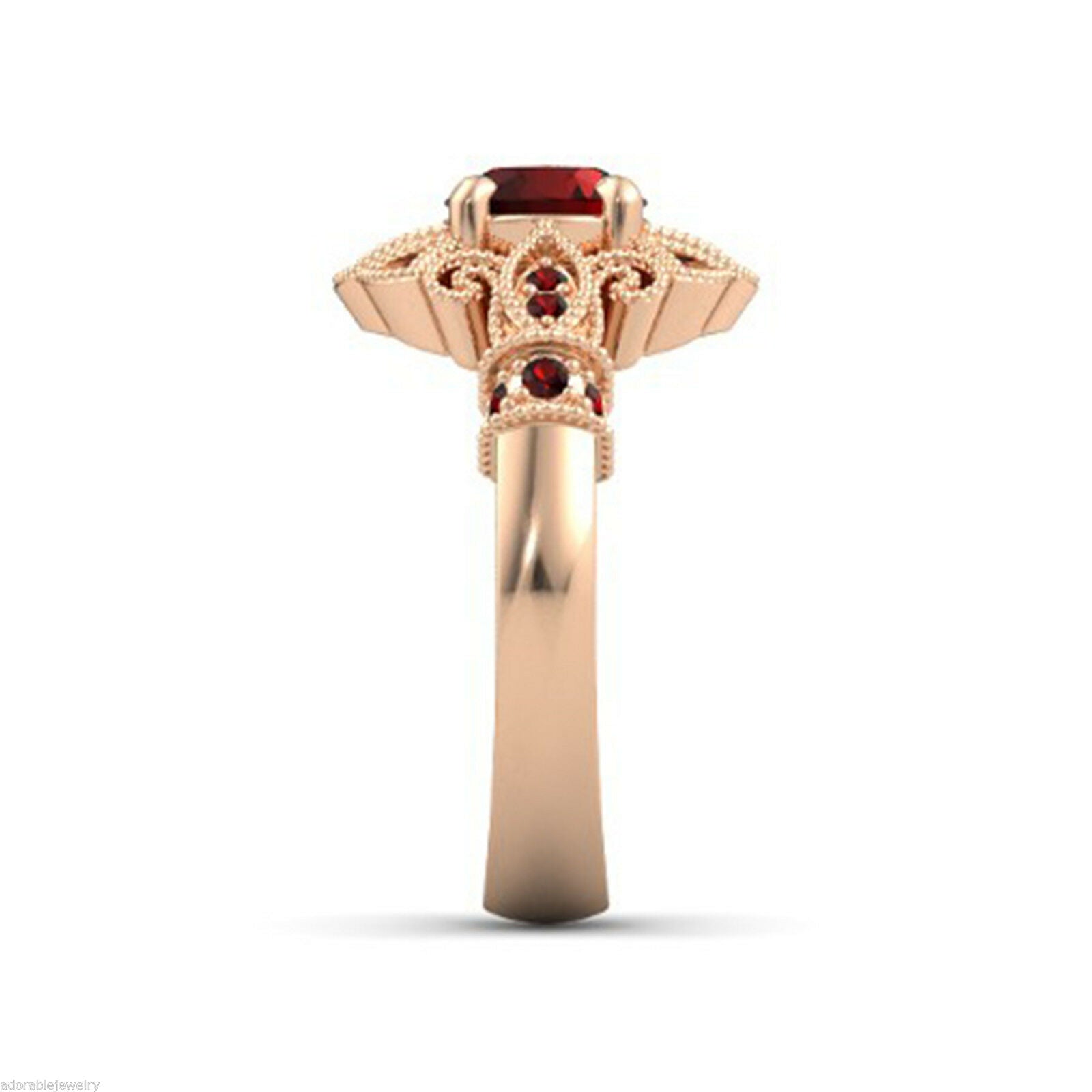 14k Rose Gold Over Round Cut Red Garnet Disney Princess Engagement Women's Ring - atjewels.in
