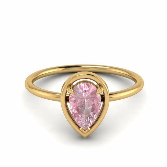 1/2 Ct Pear Cut Morganite 14K Yellow Gold Over Solitaire Engagement Wedding Ring - atjewels.in