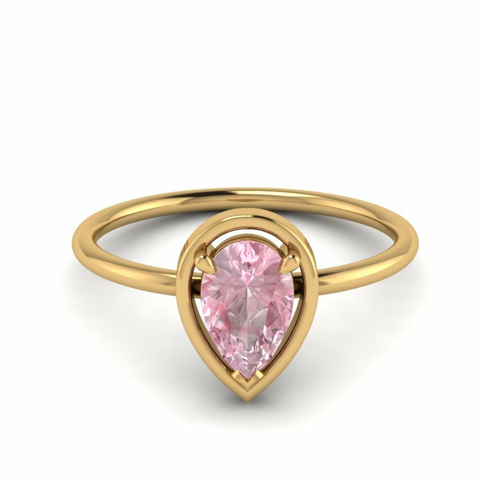 1/2 Ct Pear Cut Morganite 14K Yellow Gold Over Solitaire Engagement Wedding Ring - atjewels.in