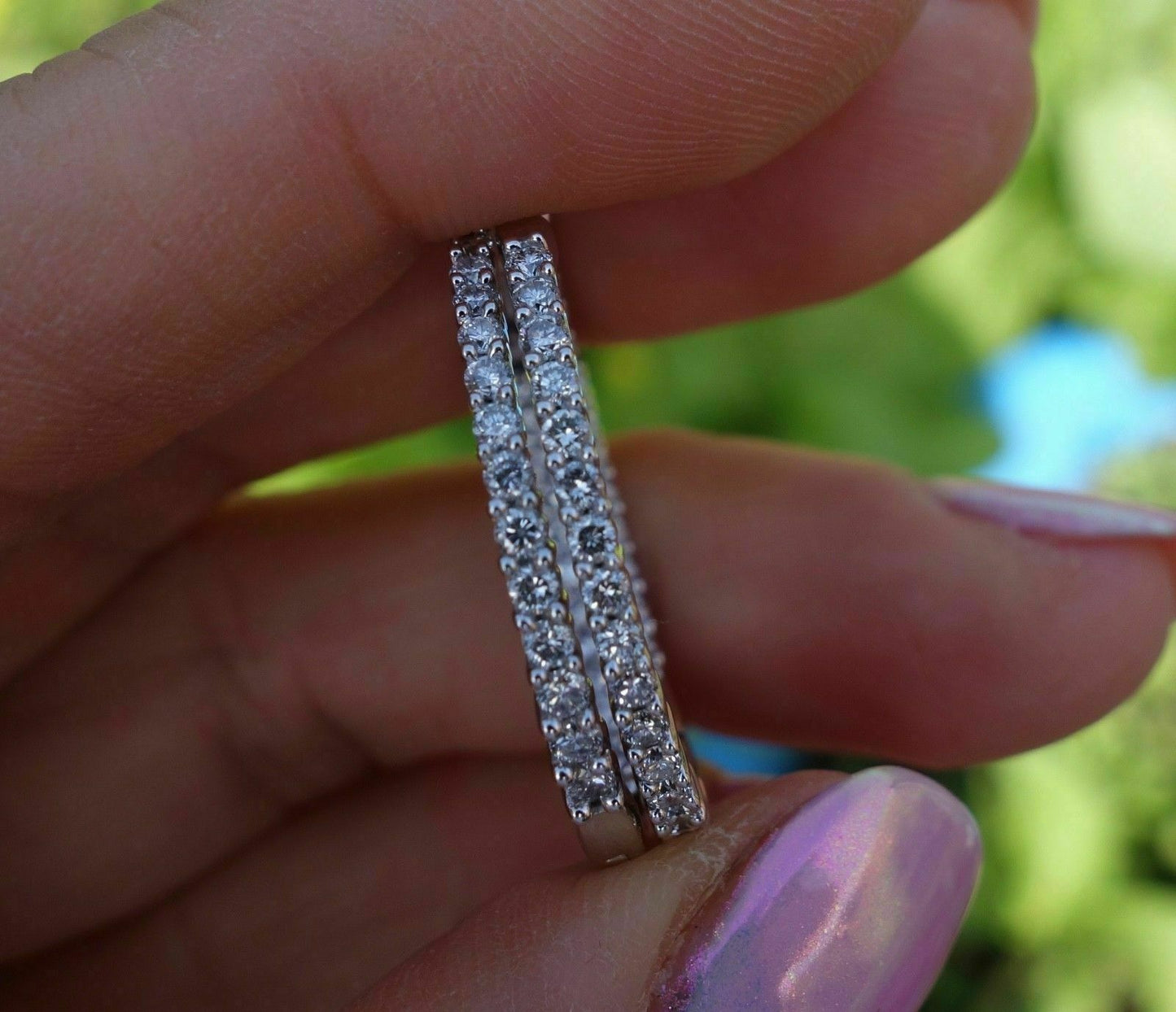 2 CT Round Cut Moissanite 14k White Gold Over Inside Out Diamond Hoop Earrings - atjewels.in