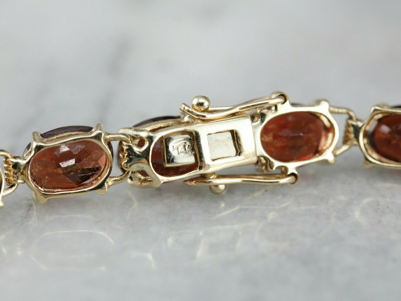 14k Yellow Gold Over 15 CT Oval Cut Garnet Link Tennis 7" Anniversary Bracelet - atjewels.in
