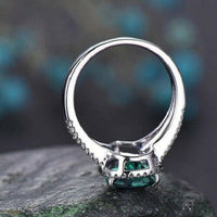 5 CT Pear Cut Emerald 14k White Gold Over Diamond Birthstone Halo Promise Ring - atjewels.in