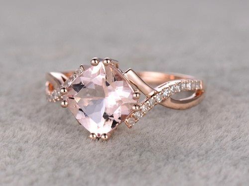 14k Rose Gold Over 2.4 Ct Cushion Cut Morganite Infinity Diamond Engagement Ring - atjewels.in