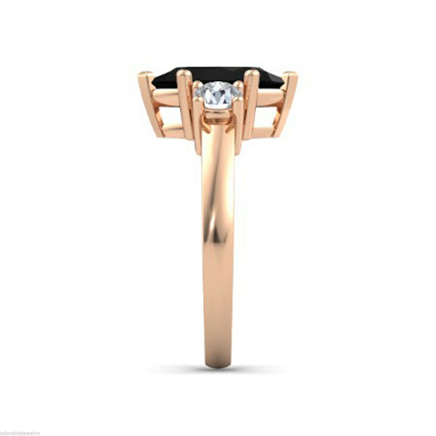 14k Rose Gold Over 1CT Marquise Cut Diamond Three Stone Wedding Anniversary Ring - atjewels.in